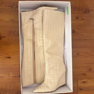 Asya Crocodile-Embossed Wedge Boot